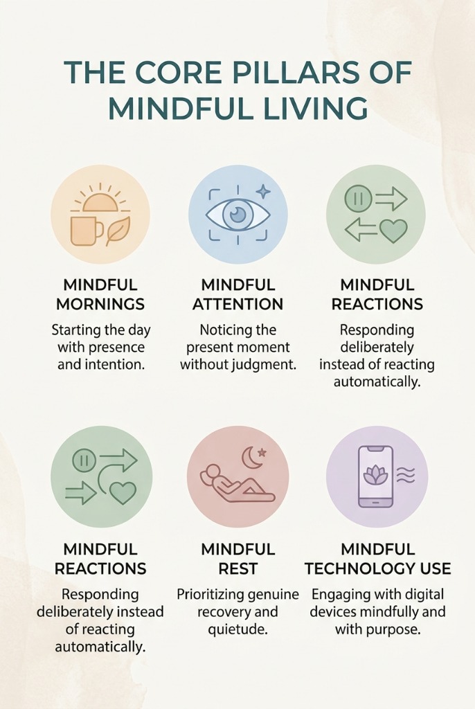 core pillars of mindful living graphic