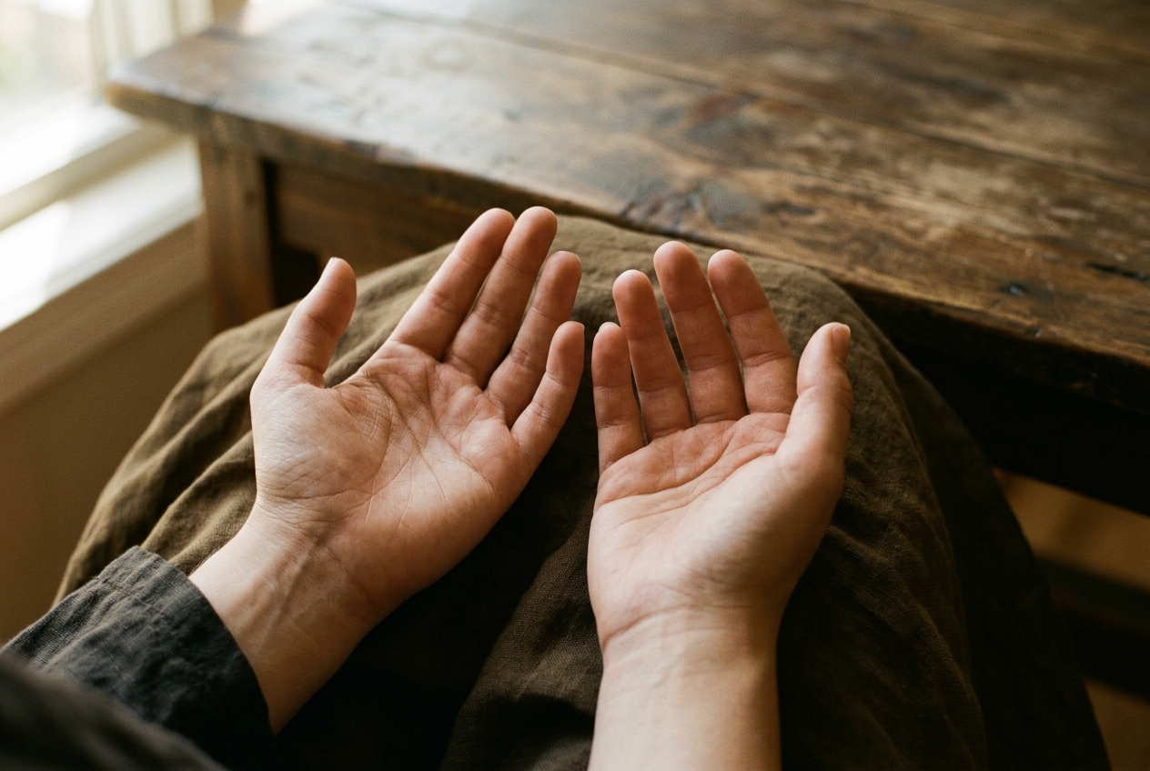 open hands representing letting go of racing thoughts during mindfulness