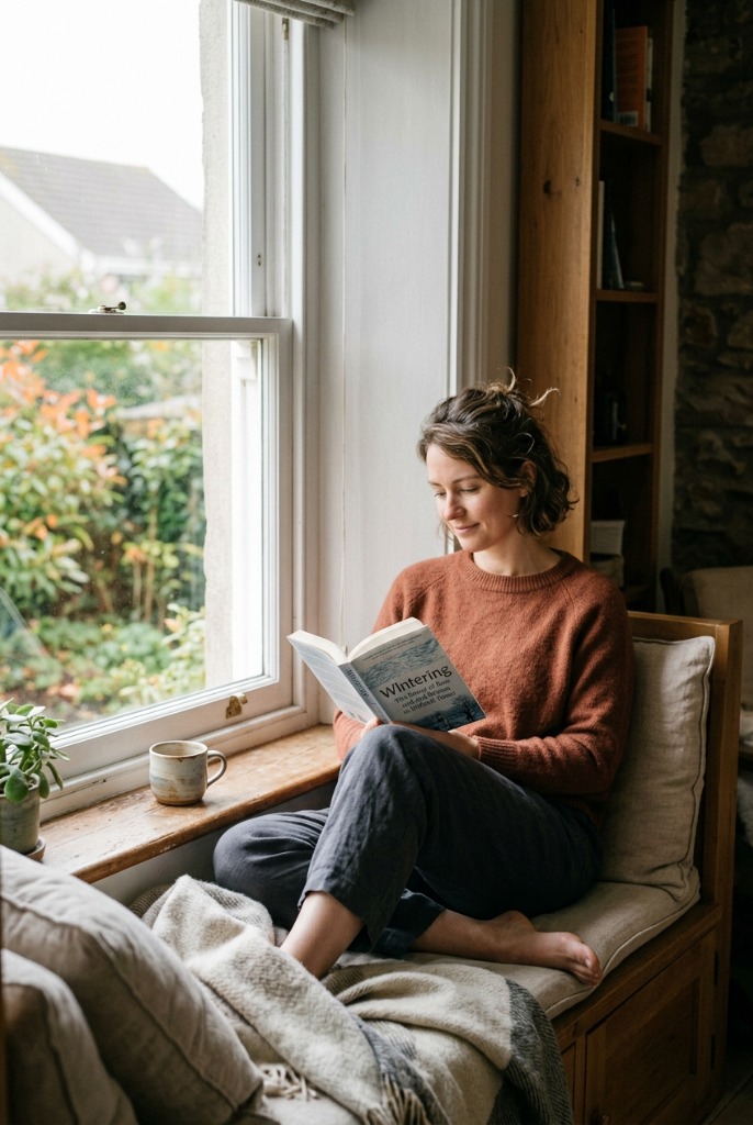 protecting unstructured time for slow living, woman reading book by window